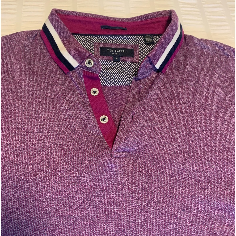 Ted Baker London - Polo Shirt, Textured Eggplant, Size 5 (XL)